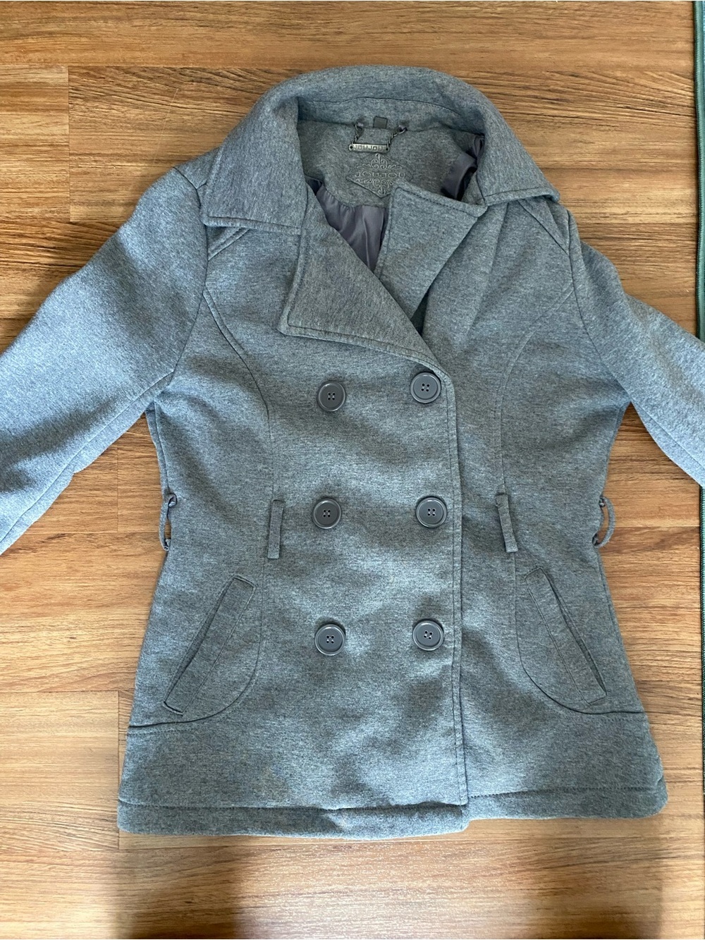 Jou Jou Heather Gray Double-Breasted Pea Coat
